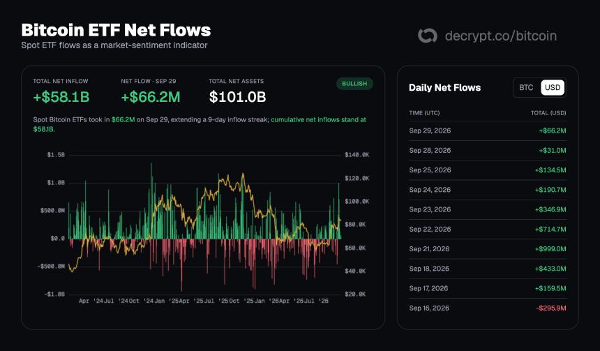 Bitcoin ETF net flows. Image: Decrypt