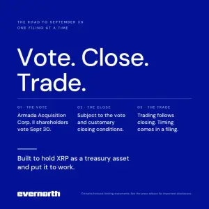 Evernorth 10亿美元XRP金库逼近纳斯达克上市,Ripple加速代币化布局