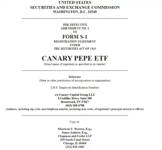 Can<span class='keyword'>ar</span>y Capital 提交修订版 S-1,拟在 Cboe BZX 推出现货 Pepe ETF