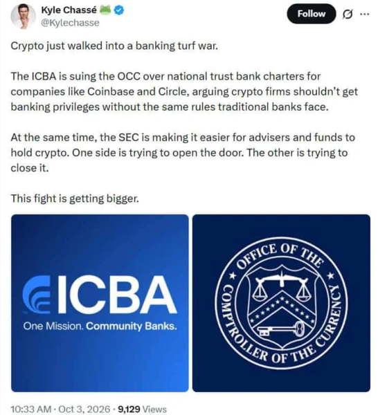 Why ICBA sues OCC? Crypto news update