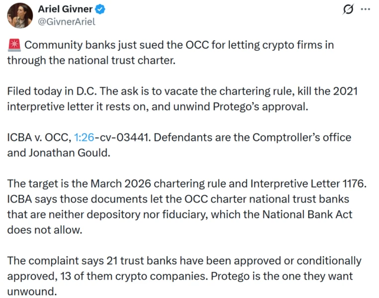 ICBA sues OCC crypto news explained