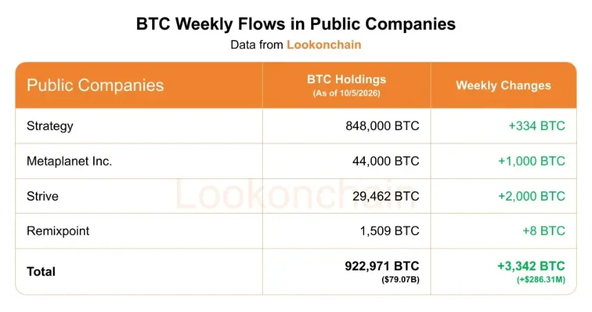 比特币财库单周增持3342枚BTC，稳定币流动性跨链轮动