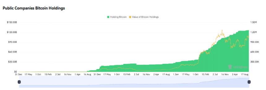 BTC Public Companies Holdings on CoinGlass