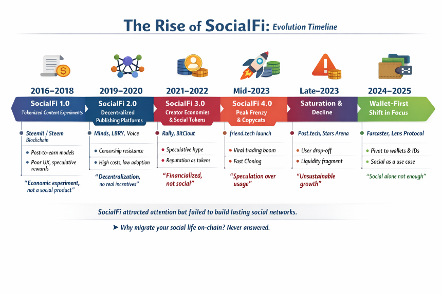 从爆炸式增长到停滞：SocialFi 的崛起、幻灭和结构性失败