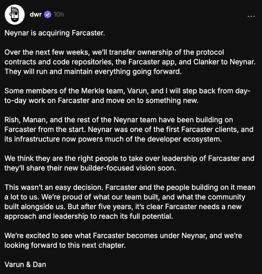 为什么他们能够在融资超过 1 亿美元后收购 Farcaster?