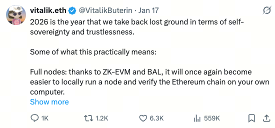 以太坊 2026:Vitalik 对信任的赌注