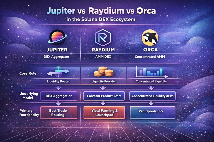 Jupiter vs Raydium vs Orca:关键指标比较
