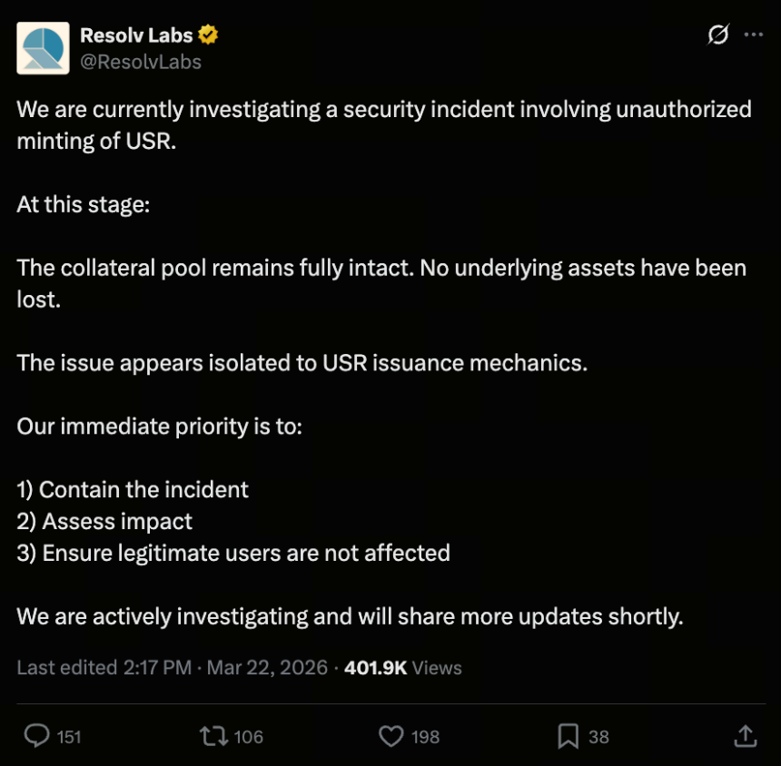 USR 稳定币铸造漏洞引发危机：Resolv 协议遭滥发 8,000 万枚代币并造成巨额损失