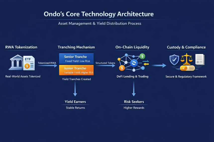 Ondo 的核心技术架构如何实现资产管理与收益分配