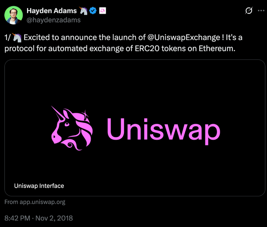 Hayden Adams:Uniswap 的故事