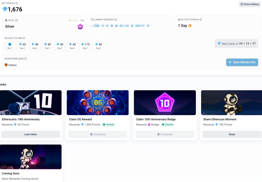 Etherscan 积分活动不容错过