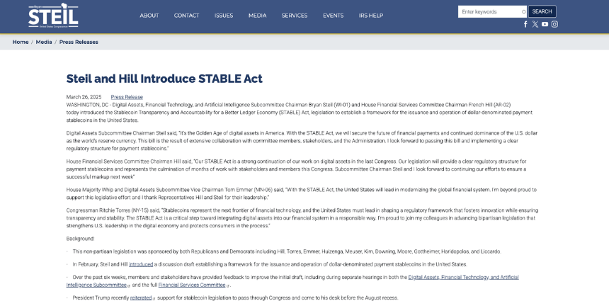 解读美国稳定币法案 STABLE Act,链上美元“霸权”?
