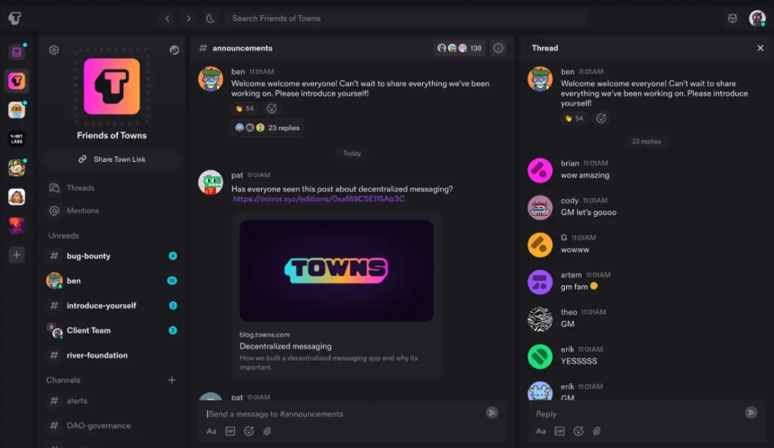 a16z 领投 Coinbase 跟投:Towns 如何重构 Web3 社交的经济模型?