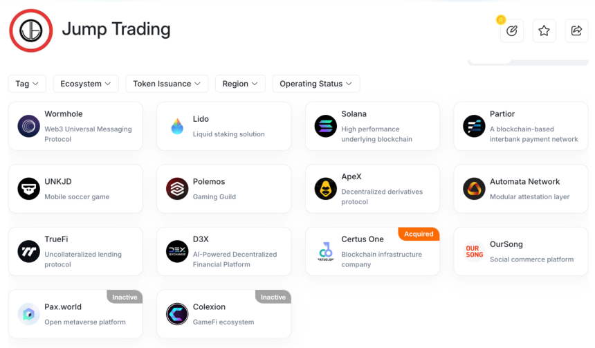 Jump Trading 及其投资组合