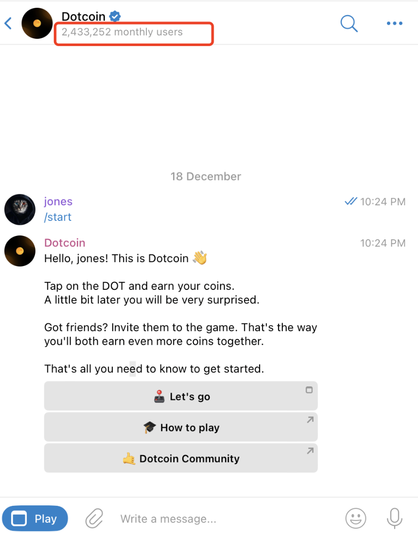 Telegram 游戏Dotcoin是什么