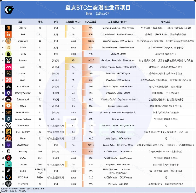 下半年牛市爆发,你必须了解的 BTC 生态未发币项目