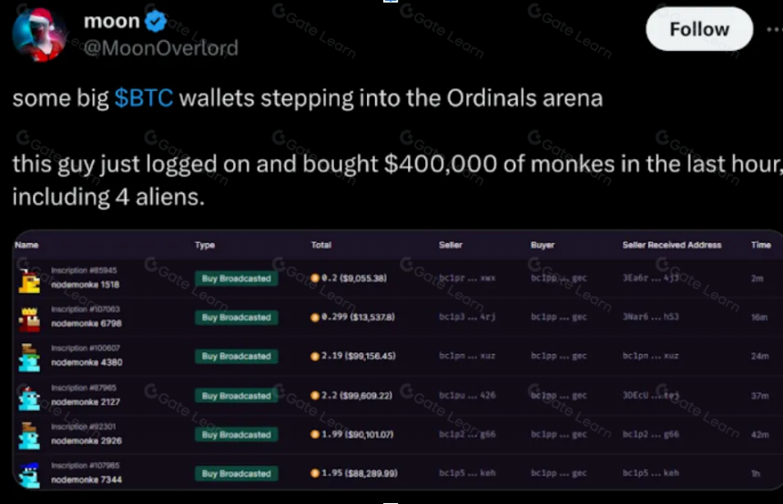 比特币（BTC）生态顶级NFT项目：Node Monkes