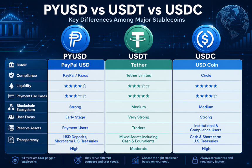 PYUSD、USDT 和 USDC 分别是什么？