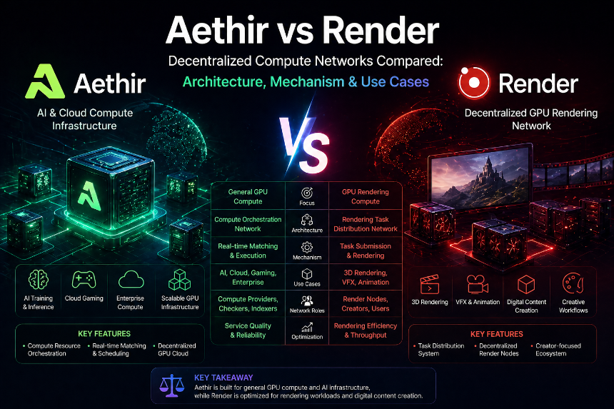 Aethir vs Render:去中心化算力网络在架构与应用上的差异