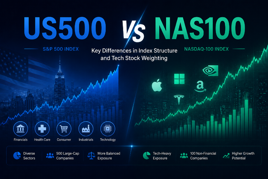 US500 vs NAS100:指数结构与科技股权重有哪些差异