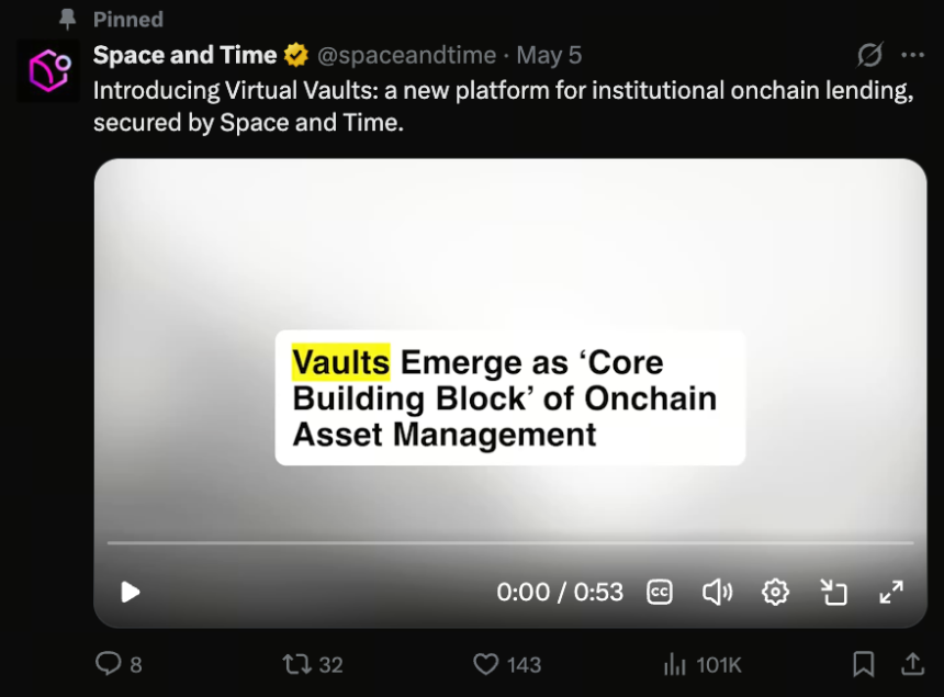 Space and Time 推出的 Virtual Vaults 是什么