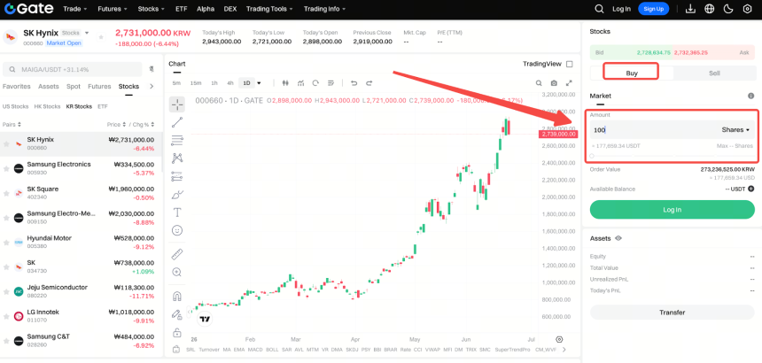 如何下单买入 SK 海力士股票？