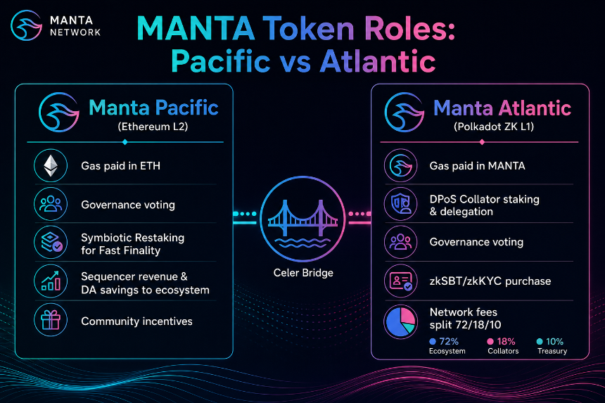 MANTA token utility roles on Manta Pacific and Manta Atlantic dual-chain ecosystem