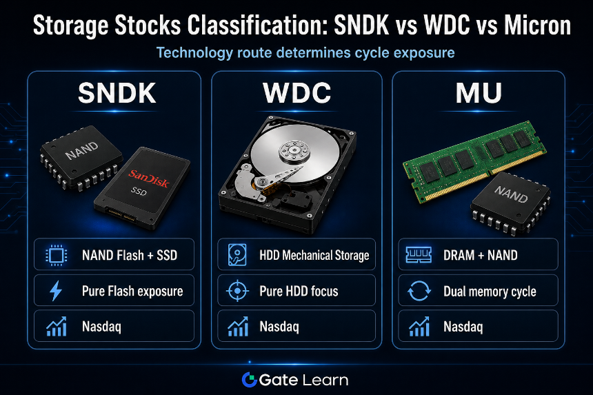 SNDK vs WDC vs Micron storage stocks comparison by technology route NAND Flash SSD HDD and DRAM