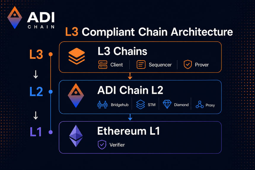 ADI Chain zkRollup architecture from L3 to Ethereum L1